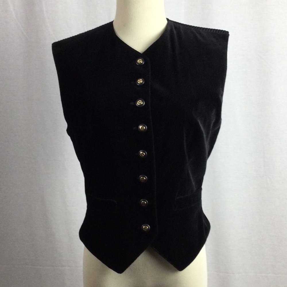 Valentino Boutique Bergdorf Goodman Black Velvet Vest Sz 10 Made In Italy